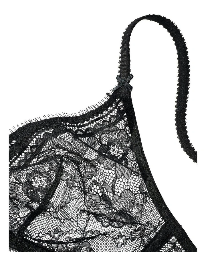 Jeanne Wirefree Sheer Triangle Lace Bralette in Black image 7
