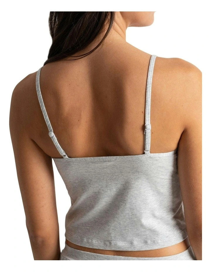 Charlotte Cotton & Modal Cropped Cami Top in Heather Gray image 2