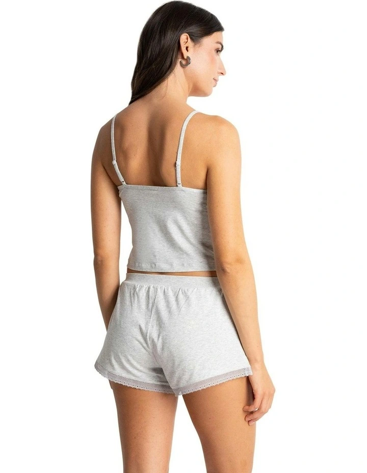 Charlotte Cotton & Modal Cropped Cami Top in Heather Gray image 4