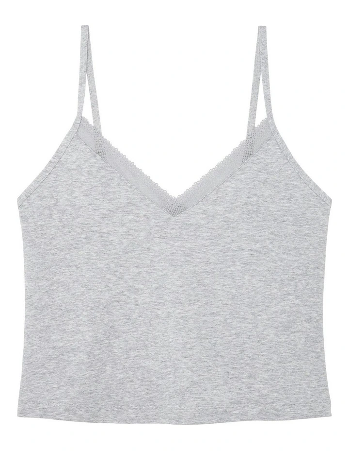Charlotte Cotton & Modal Cropped Cami Top in Heather Gray image 6