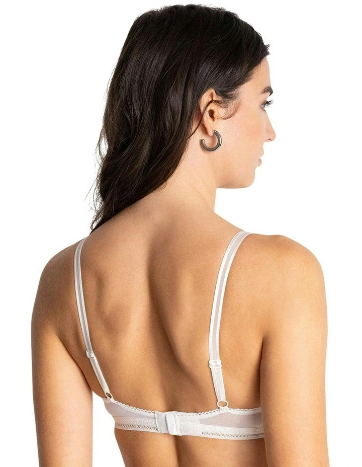 Gardenia Wirefree Triangle Cup Sheer Lace Bralette in Talc image 2