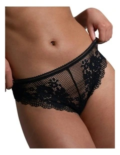 Nina High Leg Brazilian Cut Lace Brief in Black