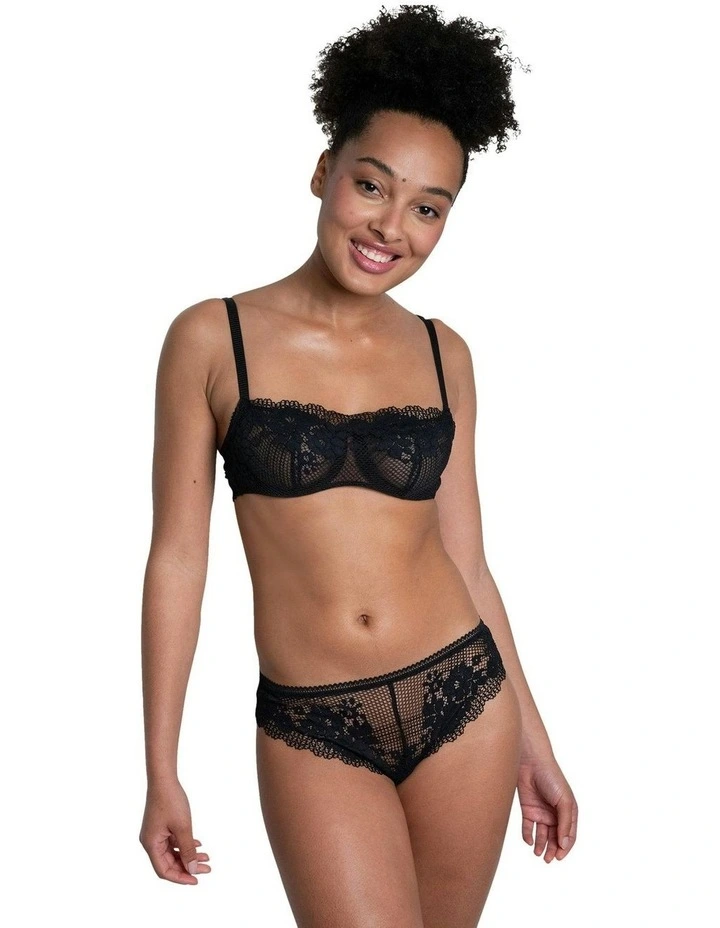 Nina High Leg Brazilian Cut Lace Brief in Black image 3