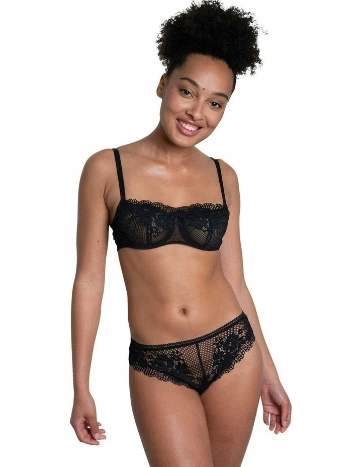 Nina High Leg Brazilian Cut Lace Brief in Black image 5