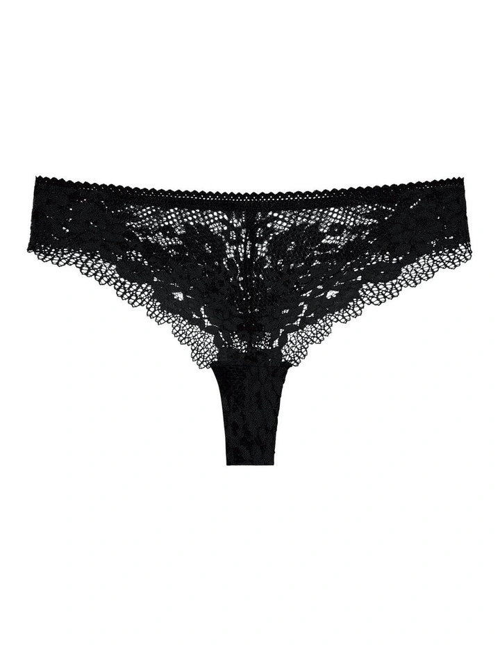 Nina High Leg Brazilian Cut Lace Brief in Black image 6