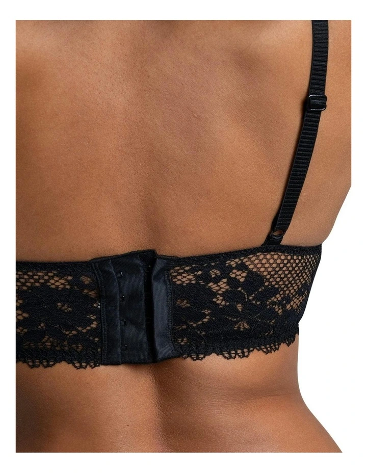 Nina Unpadded Triangle Cup Longline Lace Bralette in Black image 2