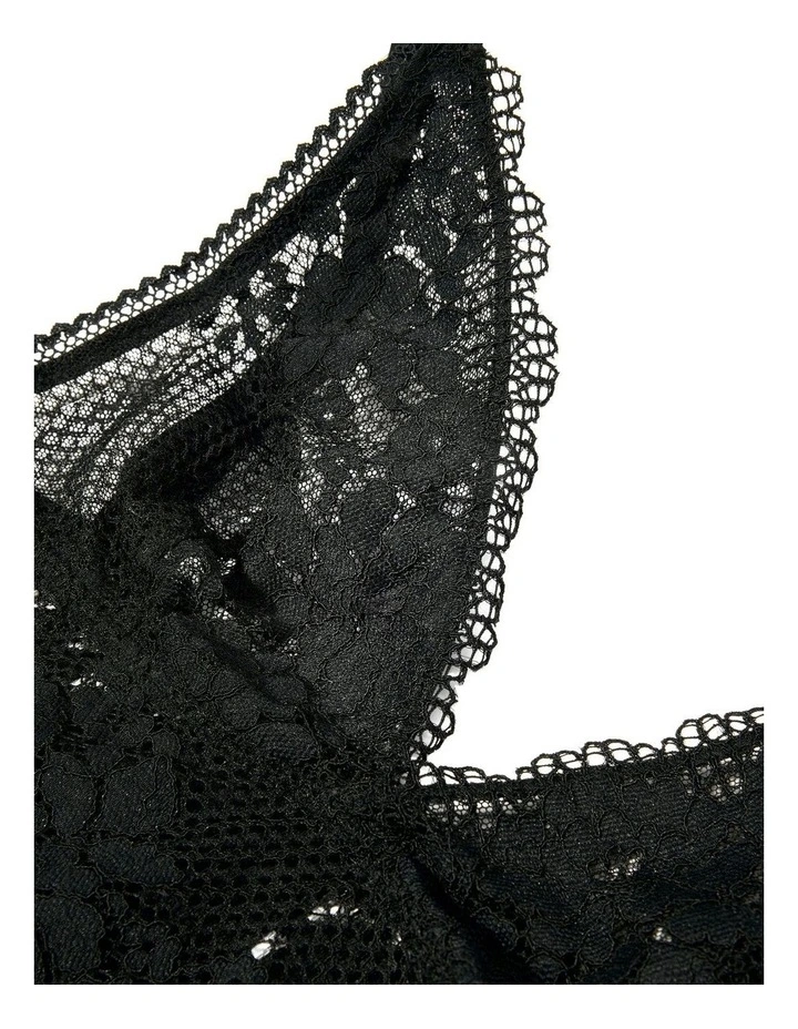 Nina Unpadded Triangle Cup Longline Lace Bralette in Black image 4