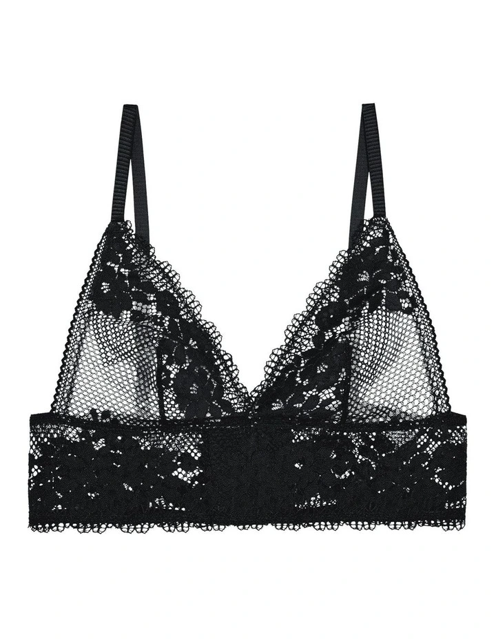 Nina Unpadded Triangle Cup Longline Lace Bralette in Black image 6