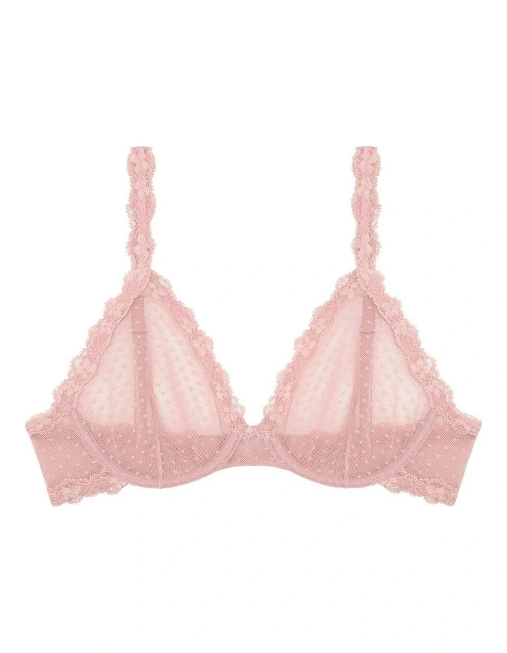 Bella Sheer Unlined Demi Bra With Lace in Poison Pink image 6