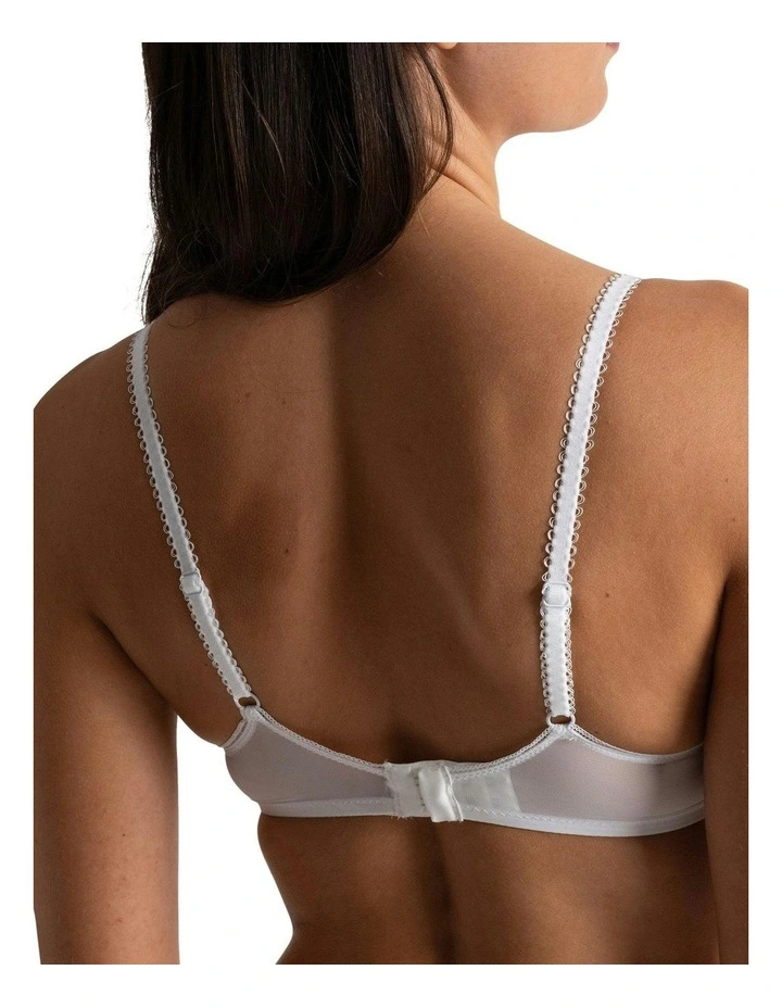 Chloe Embroidered Lightly Padded Wired Plunge Bra in Pearl image 2