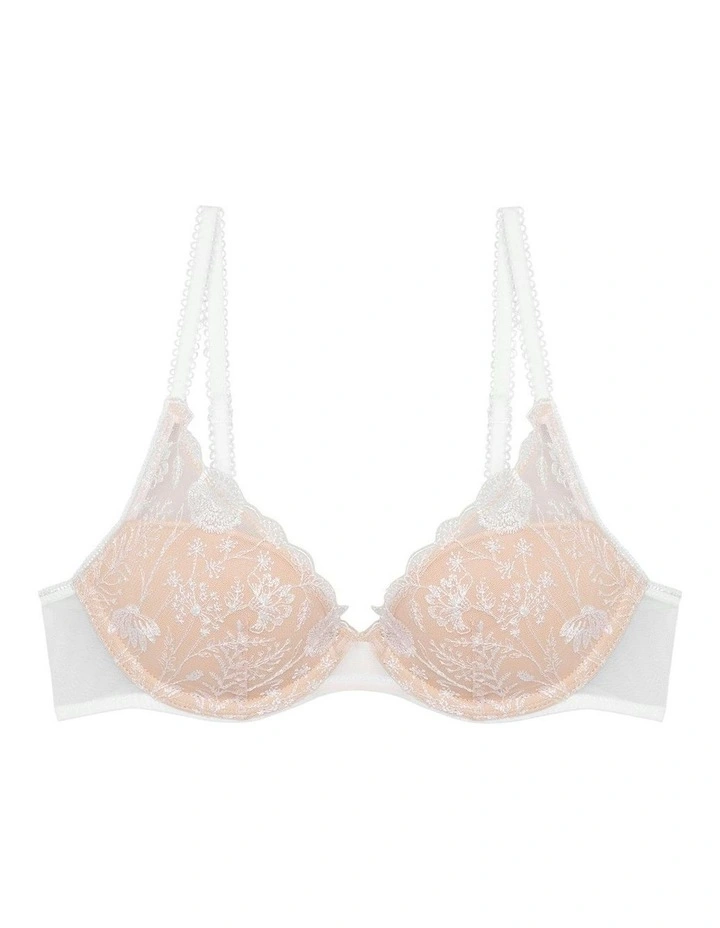 Chloe Embroidered Lightly Padded Wired Plunge Bra in Pearl image 6