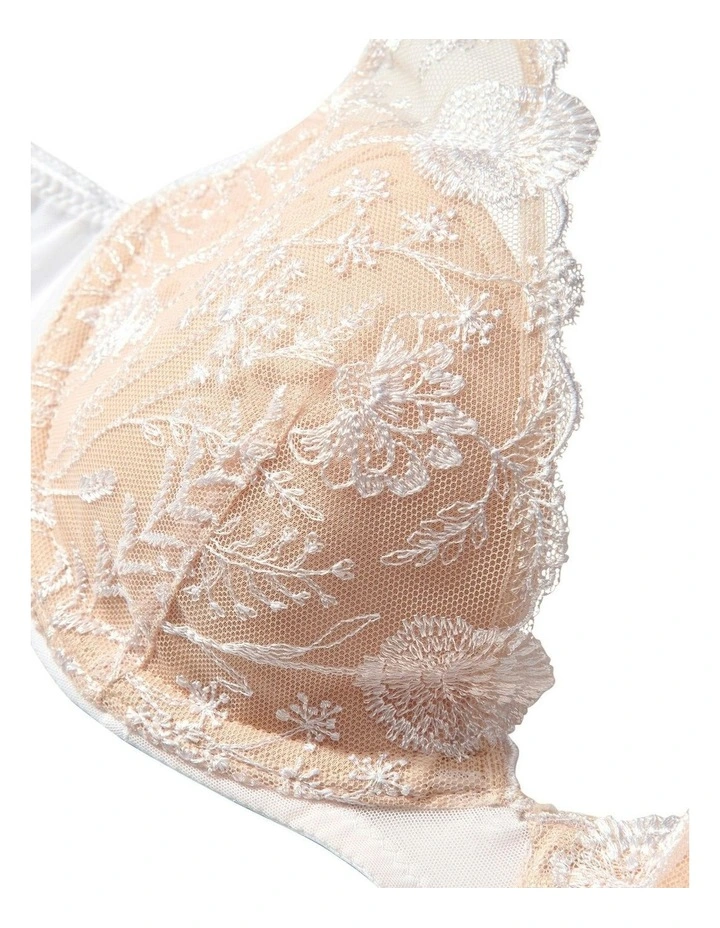 Chloe Embroidered Lightly Padded Wired Plunge Bra in Pearl image 7