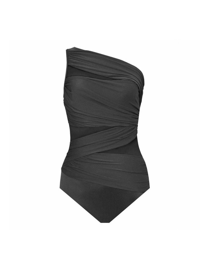 Network Jena One Shoulder Shaping Swimsuit in Black image 5