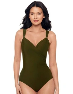 Razzle Dazzle Siren Crossover Shaping Swimsuit in Nori