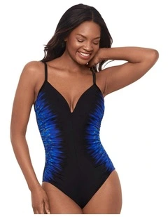 Paka Mayan Temptation Underwired Low Back Shaping Swimsuit in Blue/Black