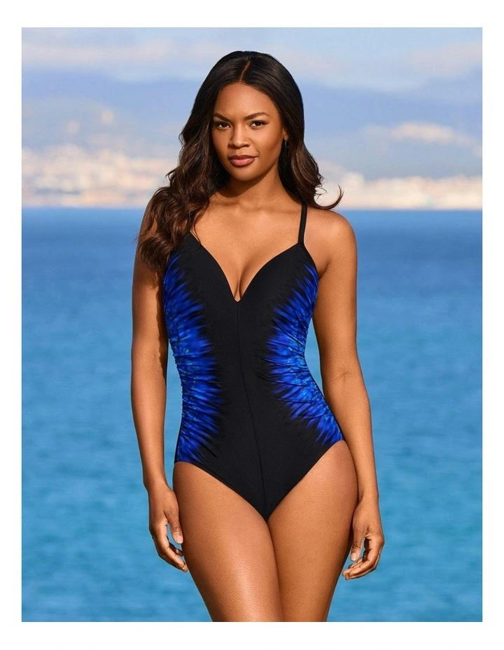 Paka Mayan Temptation Underwired Low Back Shaping Swimsuit in Blue/Black image 4
