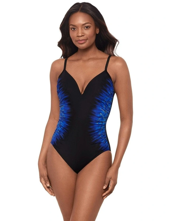 Paka Mayan Temptation Underwired Low Back Shaping Swimsuit in Blue/Black image 5