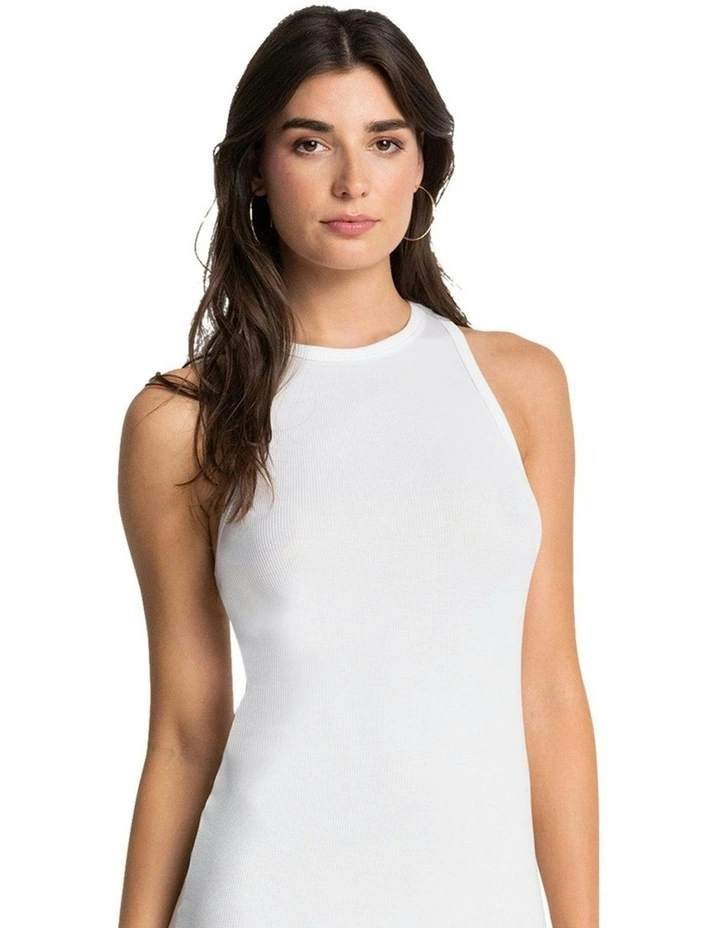 Kate Ribbed Cotton And Modal Midi Lounge Dress in Pearl image 4