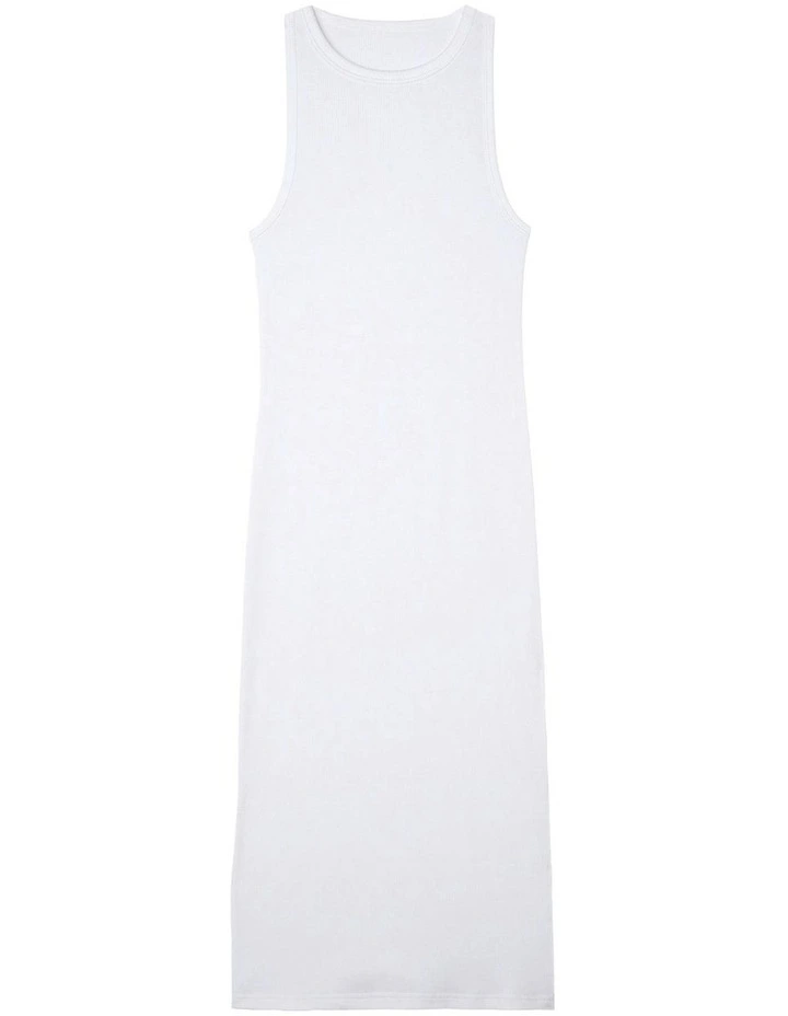 Kate Ribbed Cotton And Modal Midi Lounge Dress in Pearl image 6