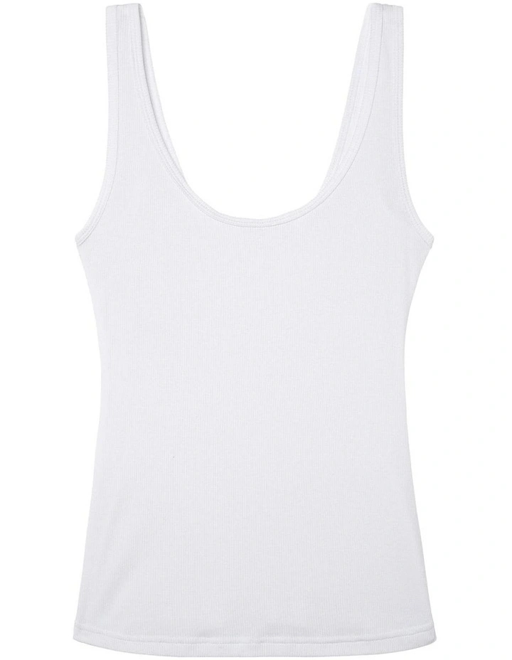 Kate Ribbed Cotton And Modal Scoop Neck Tank Top in Pearl image 5
