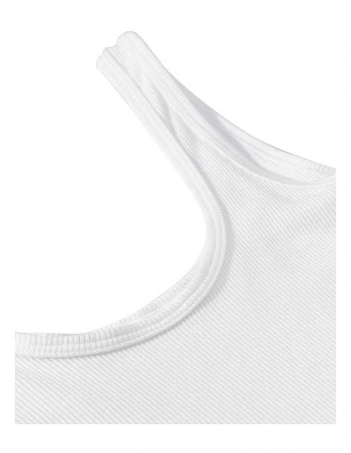 Kate Ribbed Cotton And Modal Scoop Neck Tank Top in Pearl image 6