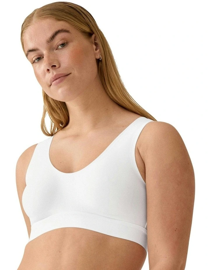 Back And Side Smoothing Wirefree Crop Top Bra in White image 1