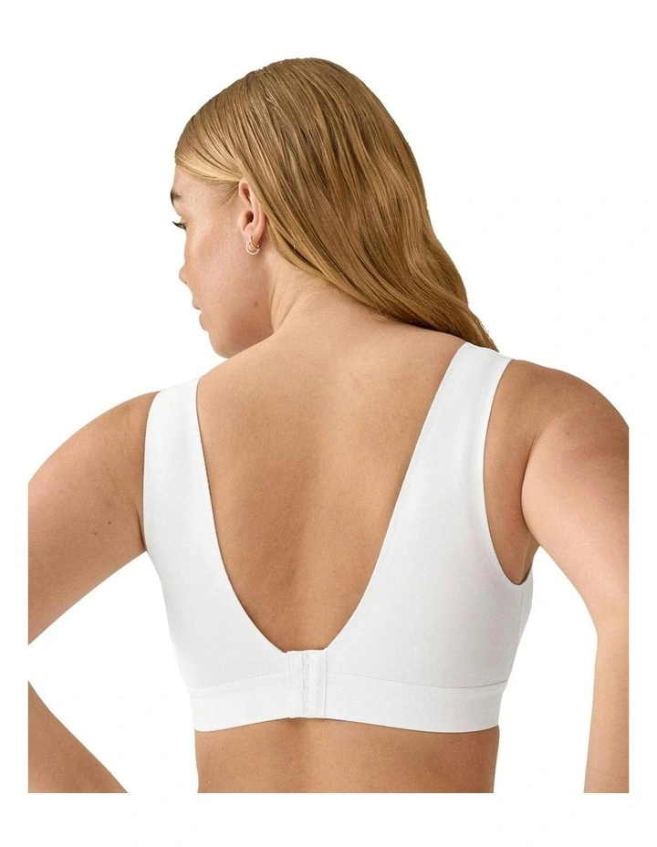 Back And Side Smoothing Wirefree Crop Top Bra in White image 2