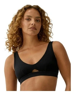 Saturday Wirefree Wide Strap Organic Cotton Bra in Black