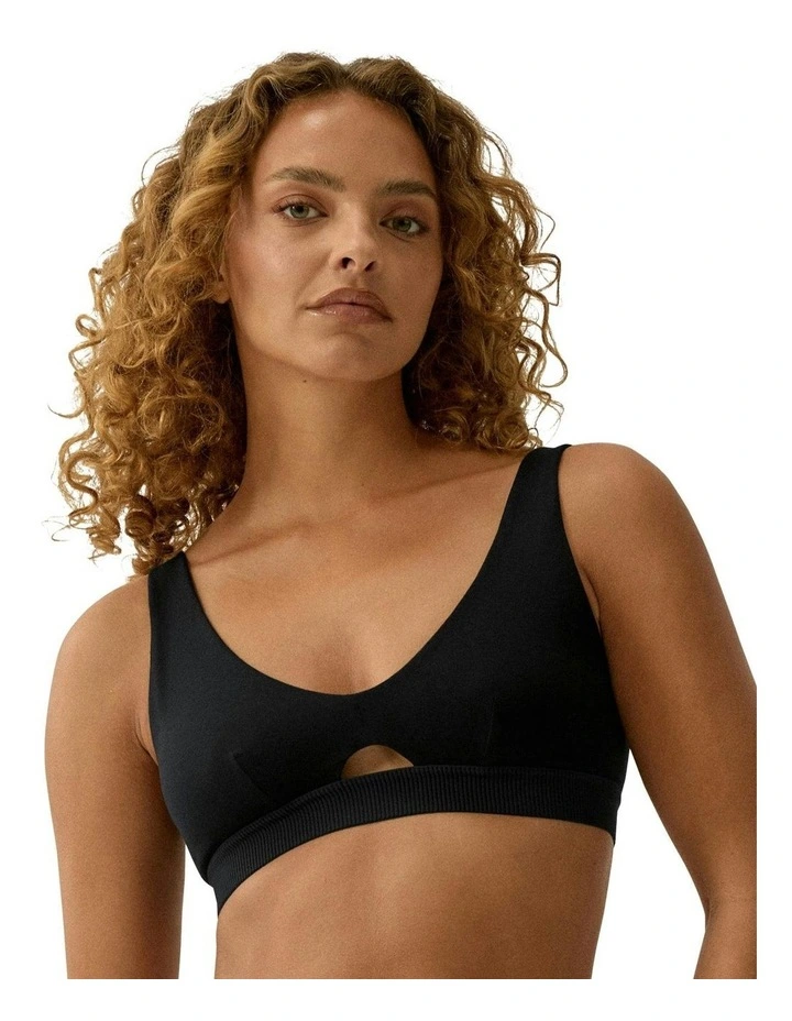 Saturday Wirefree Wide Strap Organic Cotton Bra in Black image 1