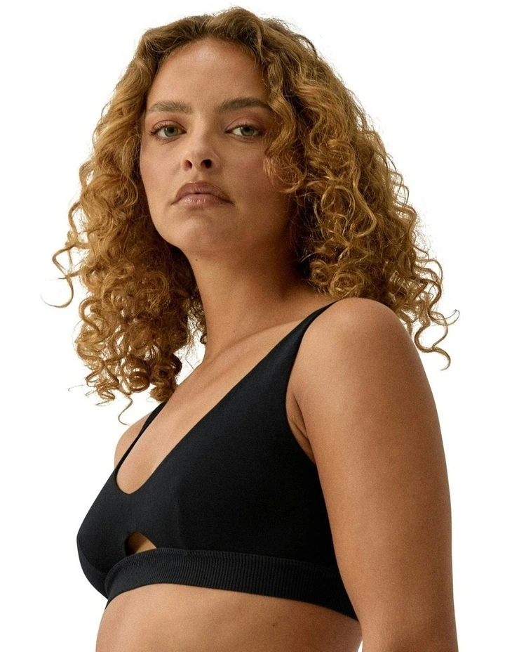 Saturday Wirefree Wide Strap Organic Cotton Bra in Black image 3