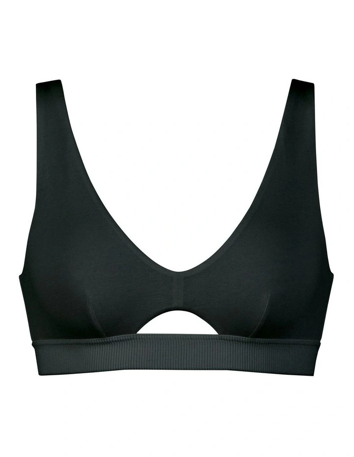 Saturday Wirefree Wide Strap Organic Cotton Bra in Black image 4