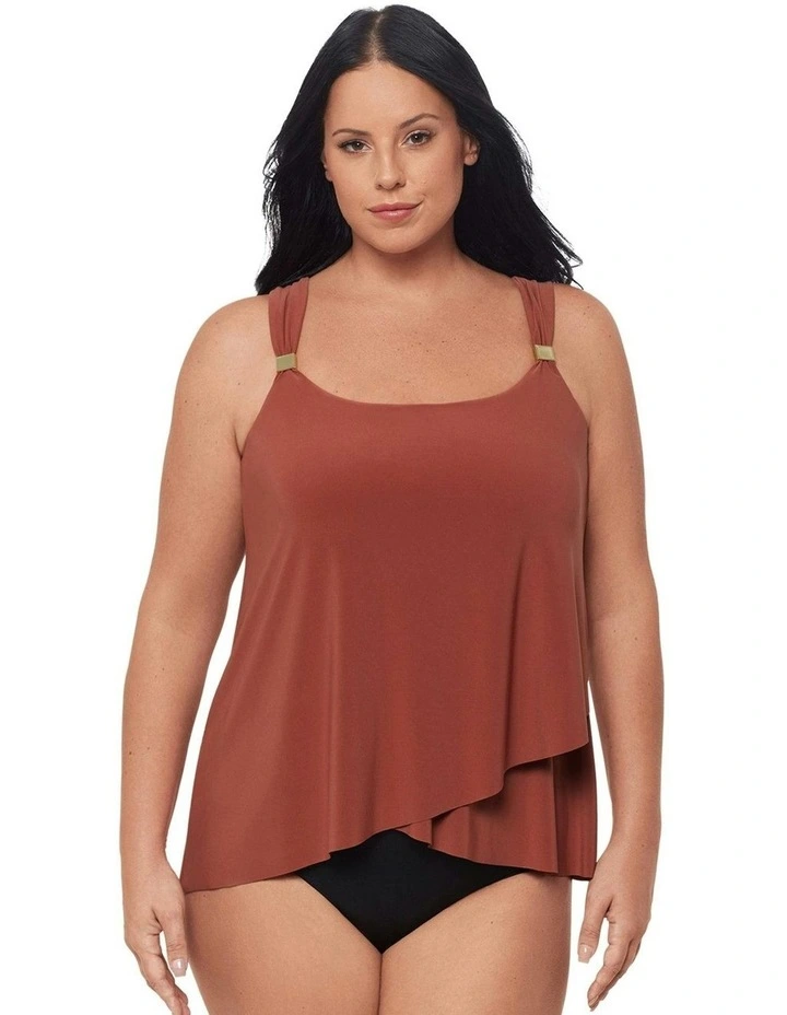 Razzle Dazzle Underwired Plus Size Tankini Top in Terra image 1