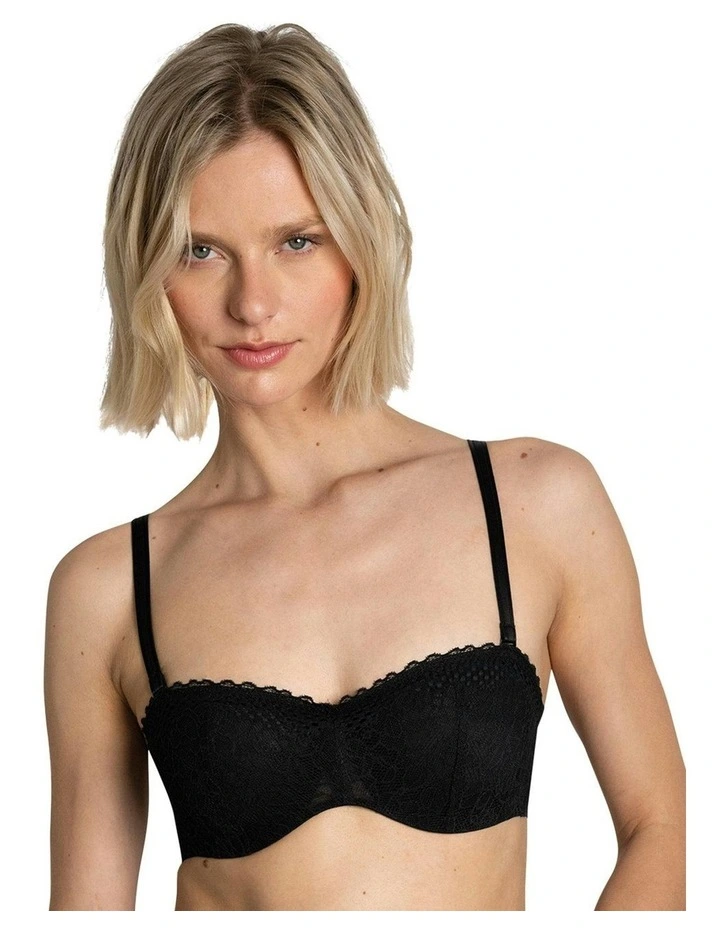 Pila Wired Lace Bandeau Convertible To Strapless Bra in Black image 1