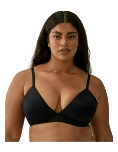 Side Smoothing V Neck Wirefree Padded Bra in Black