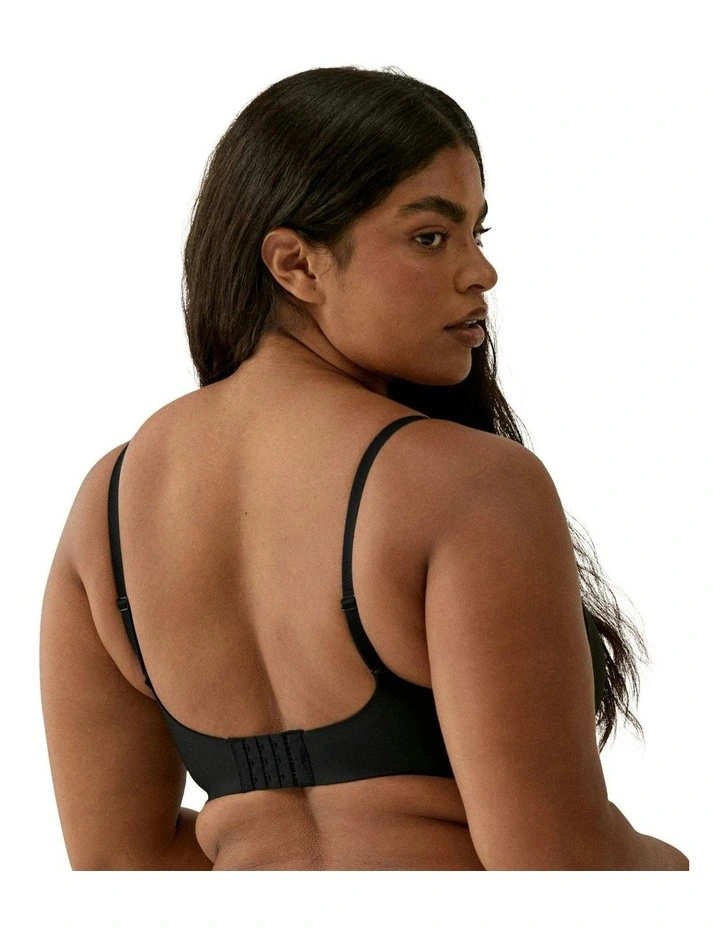 Side Smoothing V Neck Wirefree Padded Bra in Black image 2