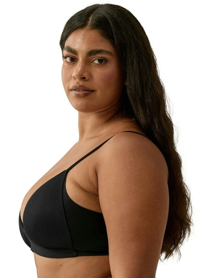 Side Smoothing V Neck Wirefree Padded Bra in Black image 3