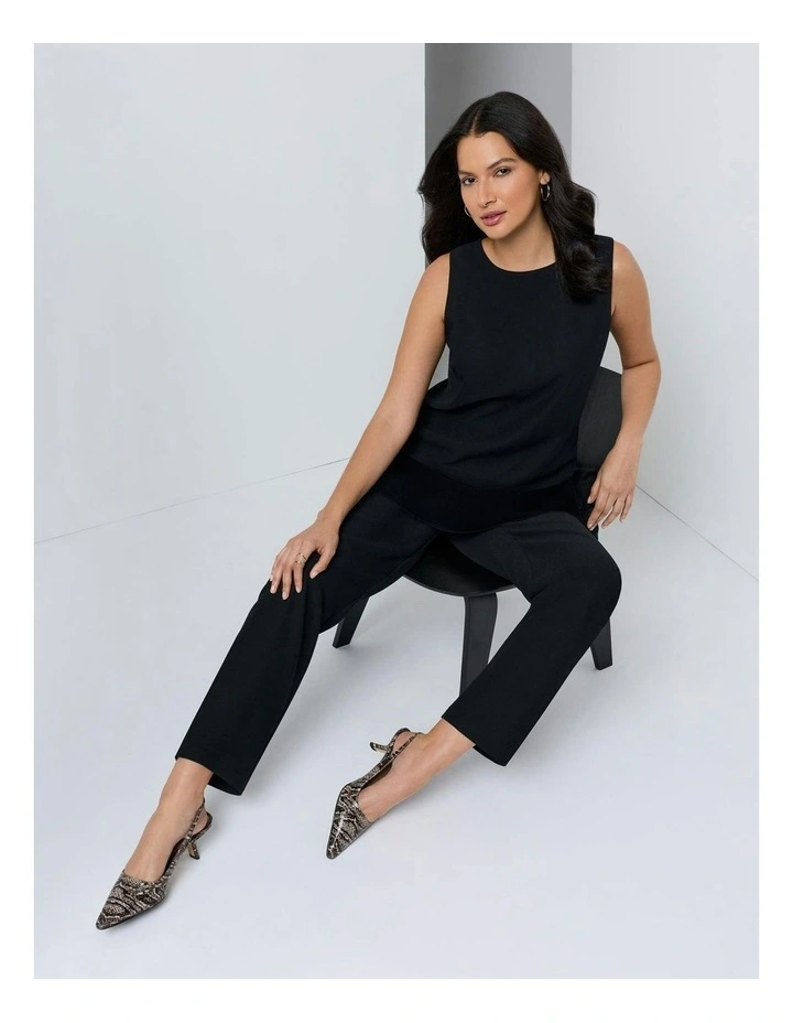 Crepe Easy Jogger Relaxed Fit Drawstring Pants in Black image 4