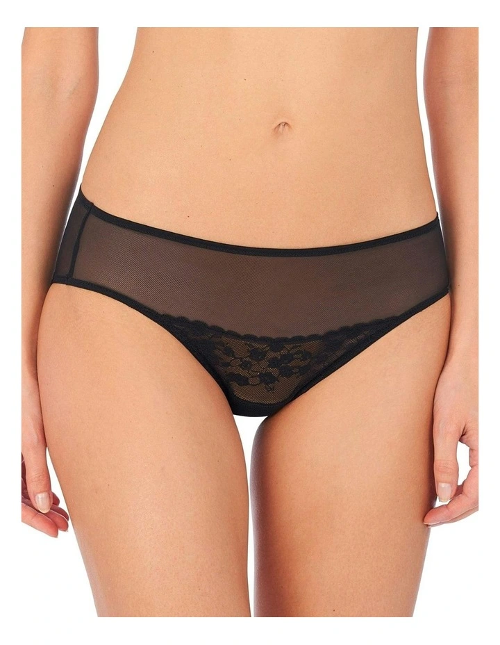 Cherry Blossom Mesh & Lace Bikini Brief in Black image 1