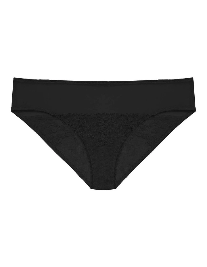 Cherry Blossom Mesh & Lace Bikini Brief in Black image 4
