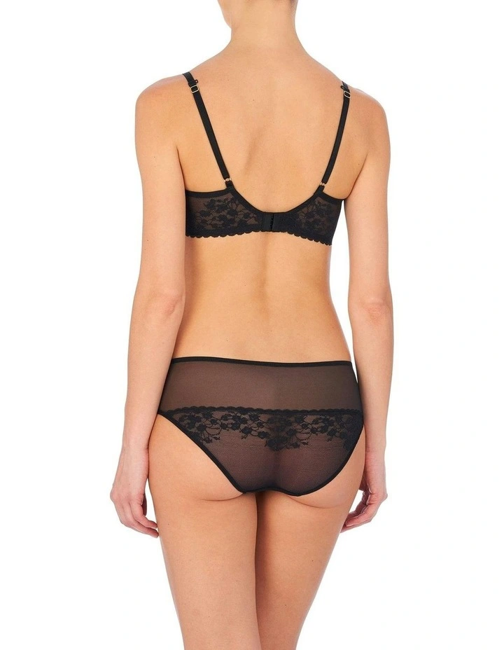 Cherry Blossom Mesh & Lace Bikini Brief in Black image 6