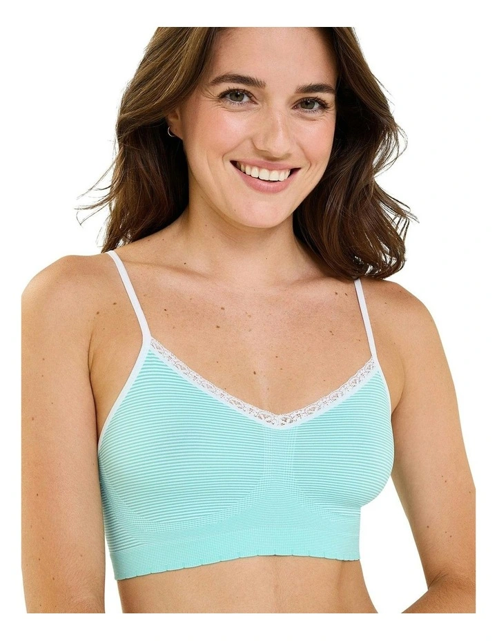 Zen Attitude Crop Top Style Wirefree Bralette - 2 Pack in Green/White image 4