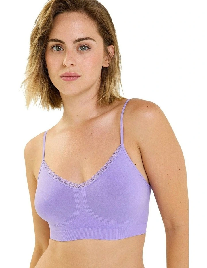 Zen Attitude Crop Top Style Wirefree Bralette - 2 Pack in Pink/Purple image 4