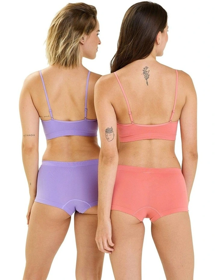 Zen Attitude Crop Top Style Wirefree Bralette - 2 Pack in Pink/Purple image 6