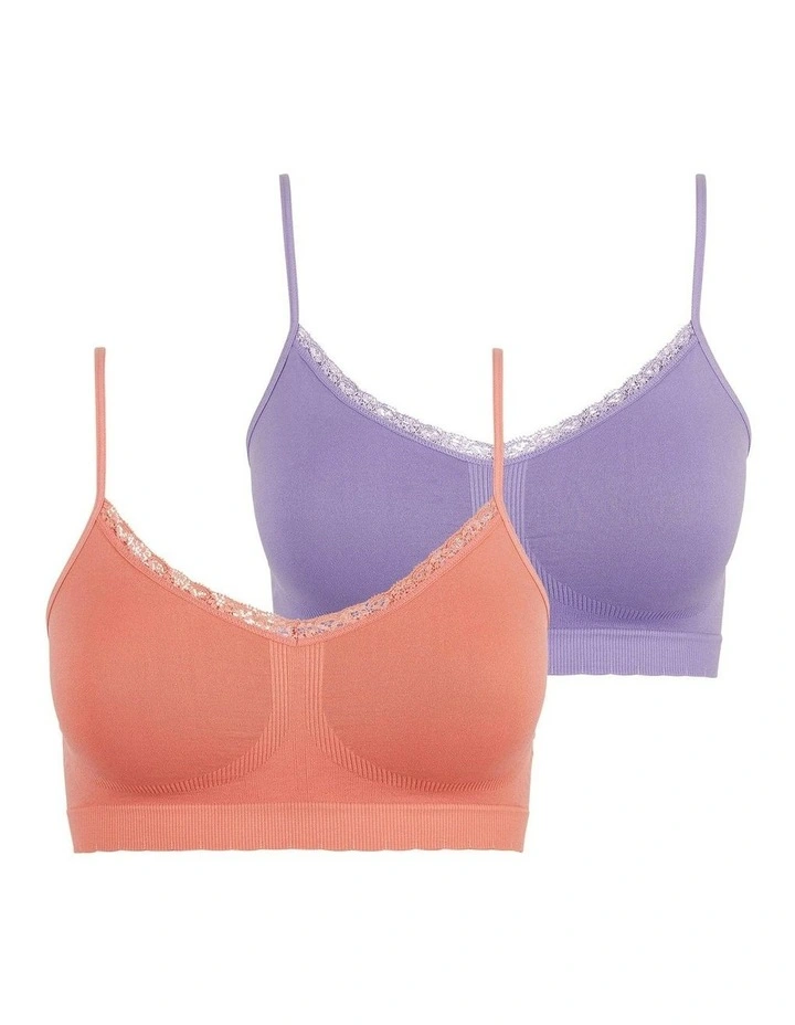 Zen Attitude Crop Top Style Wirefree Bralette - 2 Pack in Pink/Purple image 7
