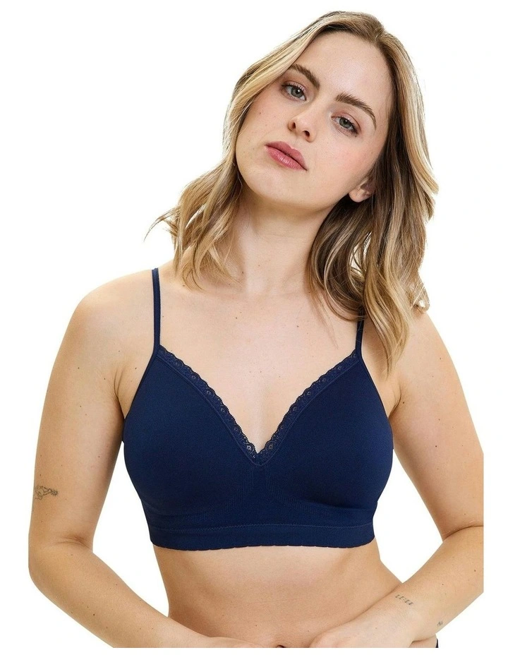 Zen Attitude Lightly Padded Seamless Bralette in Black Iris image 1