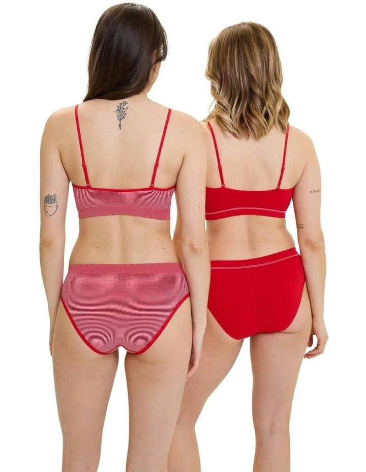 Zen Attitude Crop Top Style Wirefree Bralette - 2 Pack in Red/Pink image 5