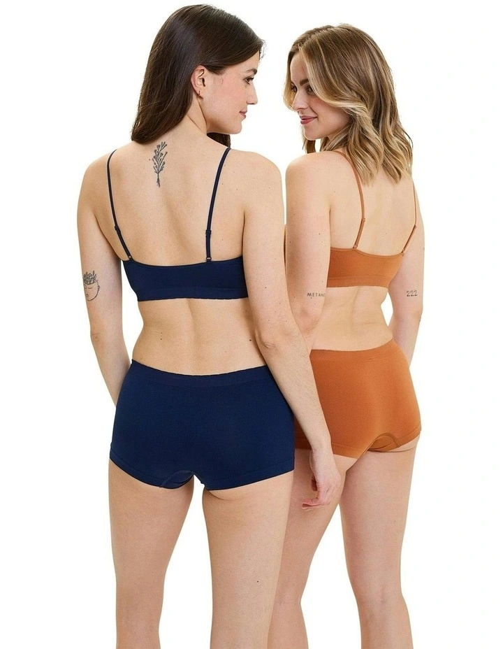 Zen Attitude Crop Top Style Wirefree Bralette - 2 Pack in Black Iris/Adobe image 3