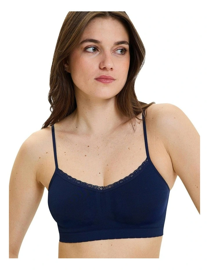 Zen Attitude Crop Top Style Wirefree Bralette - 2 Pack in Black Iris/Adobe image 6