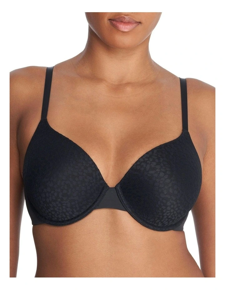 Comfort Evolution Memory Foam & Lace Full Cup T-Shirt Bra in Black image 1