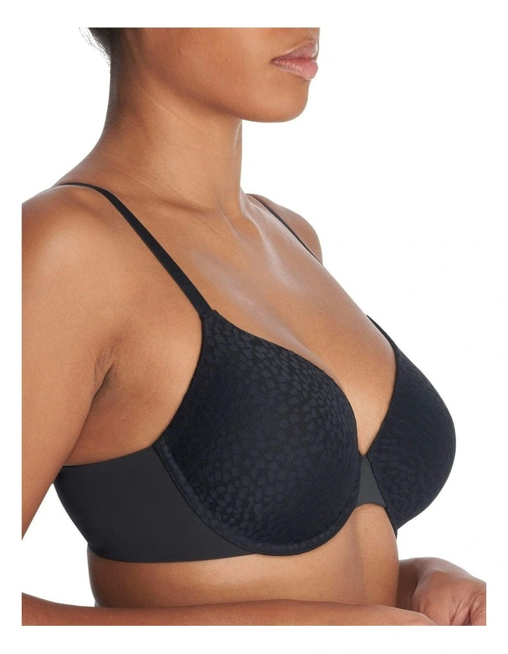 Comfort Evolution Memory Foam & Lace Full Cup T-Shirt Bra in Black image 4